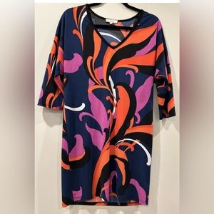 Trina Turk Geometric Navy Red Purple Dress Sz Small S Excellent!